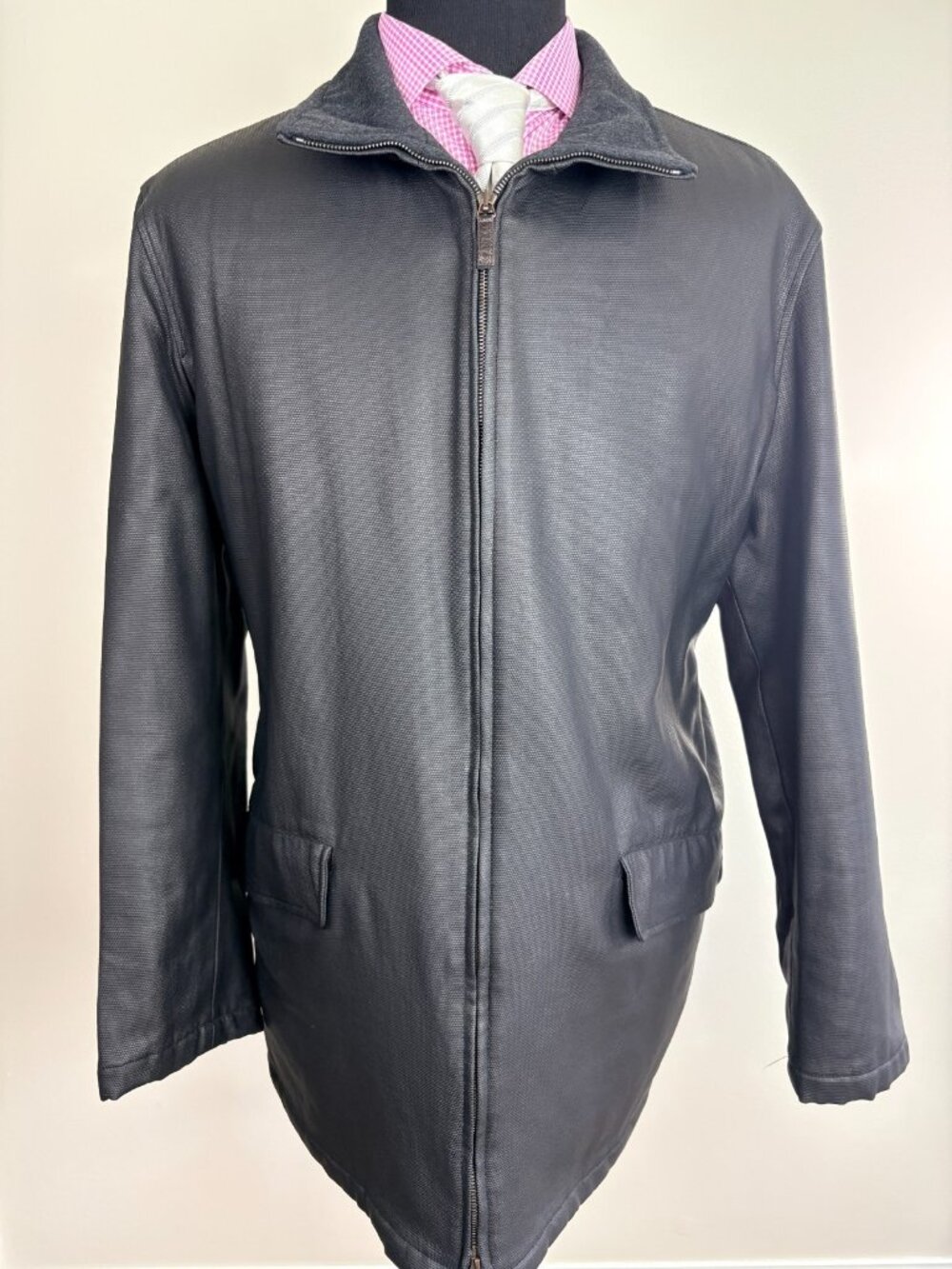 New CANALI Italian Mens Winter Coat *90% Wool / 10% Cashmere Lining* XL e54